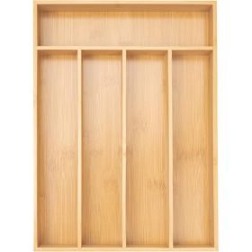 Bamboo Silverware Organizer, 5 Slot Kitchen Drawer Utensil Holder, Cutlery And Flatware Organizer Tray For Spoons, Forks & Knives