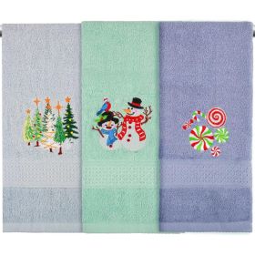 3 Pack Christmas Hand Towels, Cotton Soft Bathroom Kitchen Towels, Embroidered Holiday Decor