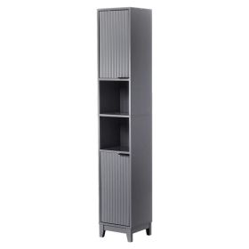 Gray particleboard with melamine veneer and MDF grid vacuum forming, 30*28*170cm, two doors and two shelves, bathroom vanity