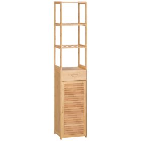 Bathroom Storage Cabinet with Drawer and Slatted Shelves