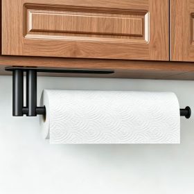 Black Under Cabinet Paper Towel Holder Adhesive Or Wall Mounted Roll Organizer For Kitchen Bathroom Counter Storage And Easy Access