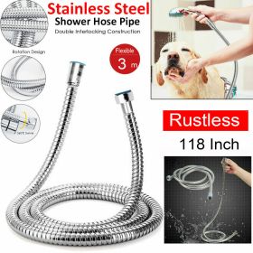 118inch 3 M Shower Hose Flexible Stainless Steel Chrome Shower Head Hose Pipe