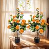 Artificial Camellia Tree 2 Pack, 36"Faux Camellia Plant in Pot with Orange Flowers, Greenery Potted Plant for Indoor Outdoor Office Home Porch Decor