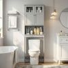 2-Door 3-Tier Toilet Cabinet MDF Melamine-Faced Bathroom Vanity 23.23*8.66*66.93in Grey