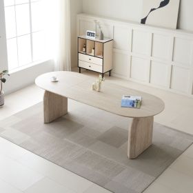 Wood Extendable Dining Table, Modern Oval Kitchen Table with Stylish Dual - Pillar Design, Perfect for Home Dining & Gathering