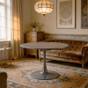 42.1" grey Color Top Tulip Table, Mid-century Dining Table for 4-6 People - Round MDF Table Top (the tabletop consists of two panels)