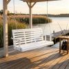 4.5 ft Wooden Porch Swing with Hanging Chains, 880 lbs Heavy Duty Patio Bench Swing for Courtyard & Garden, White