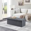 Folding Storage Ottoman Bench, Ottoman Foot Rest, End of Bed Bench, Storage Chest, for Living Room, Bedroom, Entryway, 43 Inches, Gray