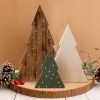 3 Pcs Christmas Decorations Rustic Farmhouse Wood Christmas Trees Neutral Tabletop Tree Signs Decor Freestanding Xmas Wooden Decorations for Fireplace