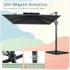 10FT Aluminum Patio Umbrella Cantilever with 220 LBS Base Outdoor Sunshade Garden Market Umbrella with Aluminum Pole
