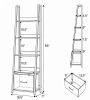 5-Tier Ladder Bookshelf Fabric Drawer Living Room Home Office Organizer Shelves Metal Frame Bookcase with Drawers
