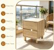 Modern Wooden End Table Set of 2 with 2 Storage Drawers Living Room Furniture Nightstand Table