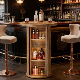 old SKU:D01027H7NMA   Round bar table, high top bar table, coffee table, with storage space