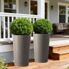 2 Pack Tall 21.7 in Planters for Outdoor Plants Modern Tall Square Planter Box Indoor Outdoor Porch Patio Flower Pot Modern Big Tapered Matte Tree Flo