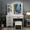 Fashion Vanity Desk with Mirror and Lights for Makeup, Vanity Mirror with Lights and Table Set with 3 Color Lighting Brightness Adjustable, 6 Drawers