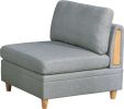 Living Room Furniture Armless Chair Light Grey Dorris Fabric 1pc Cushion Armless Chair Wooden Legs