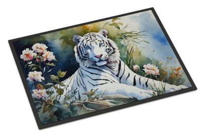 NEW White Tiger Doormat Front Door Mat Indoor Outdoor Rugs for Entryway, Non Slip Washable Low Pile, 18H X 27W