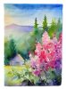 Idaho Syringa in Watercolor House Flag Large Porch Sleeve Pole Decorative Outside Yard Banner Artwork Wall Hanging, Polyester, House Size, Multicolor