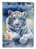 White Tiger House Flag Large Porch Sleeve Pole Decorative Outside Yard Banner Artwork Wall Hanging, Polyester, House Size, Multicolor
