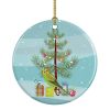 Budgerigar Merry Christmas Ceramic Ornament Christmas Tree Hanging Decorations for Home Christmas Holiday, Party, Gift, 3 in, Multicolor