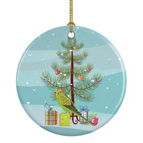 Budgerigar Merry Christmas Ceramic Ornament Christmas Tree Hanging Decorations for Home Christmas Holiday, Party, Gift, 3 in, Multicolor