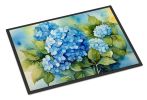 Hydrangeas in Watercolor Doormat Front Door Mat Indoor Outdoor Rugs for Entryway, Non Slip Washable Low Pile, 24H X 36W