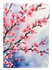 Cherry Blossoms House Flag Large Porch Sleeve Pole Decorative Outside Yard Banner Artwork Wall Hanging, Polyester, House Size, Multicolor