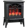 Electric Fireplace Heater, Freestanding Fireplace Stove with Realistic Flames Overheating Protection 750W/1500W, Black