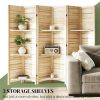 6 Room Dividers Privacy Screen Space Saving Natural Wood Panel Room Partition Screen for Home Office Decorative Room Divider Screen