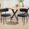 4 Pieces Black Modern Dining Chairs Set Corduroy Upholstery Steel Legs for Kitchen Living Room