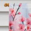 Cherry Blossoms House Flag Large Porch Sleeve Pole Decorative Outside Yard Banner Artwork Wall Hanging, Polyester, House Size, Multicolor