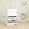 Shoe Cabinet 2 Flip Drawers Narrow Shoe Storage Unit Adjustable Dividers Entryway Hallway White