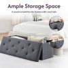 Folding Storage Ottoman Bench, Ottoman Foot Rest, End of Bed Bench, Storage Chest, for Living Room, Bedroom, Entryway, 43 Inches, Gray