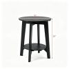 2-Tier Eucalyptus Wood Patio Side Table, Rustic Slatted Outdoor End Table with Bottom Storage Shelf