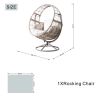 Direct Wicker Outdoor Indoor Swing Chair with 4-in-1 Cushions, Metal Frame, Wicker Hanging Chair, Grey