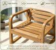 Natural Wood Patio Armchair Slanted Back Slatted Seat Outdoor Garden Furniture Comfortable Seating for Home Decor
