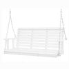 4.5 ft Wooden Porch Swing with Hanging Chains, 880 lbs Heavy Duty Patio Bench Swing for Courtyard & Garden, White