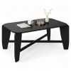 Modern Rectangular Coffee Table, Engineered Wood Center Table with Rubber Wood CrossLeg Base