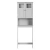 2-Door 3-Tier Toilet Cabinet MDF Melamine-Faced Bathroom Vanity 23.23*8.66*66.93in Grey