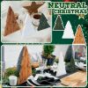 3 Pcs Christmas Decorations Rustic Farmhouse Wood Christmas Trees Neutral Tabletop Tree Signs Decor Freestanding Xmas Wooden Decorations for Fireplace