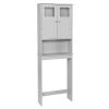 2-Door 3-Tier Toilet Cabinet MDF Melamine-Faced Bathroom Vanity 23.23*8.66*66.93in Grey
