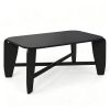 Modern Rectangular Coffee Table, Engineered Wood Center Table with Rubber Wood CrossLeg Base