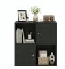 3-Tier Bookshelf 4-Cube Bookcase with Dual Anti-Tipping Kits And 2 Cabinets Home Decor Storage Organizer Shelves