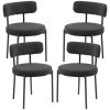 4 Pieces Black Modern Dining Chairs Set Corduroy Upholstery Steel Legs for Kitchen Living Room
