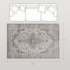 4x6 Area Rug, Vintage Machine Washable Rug, Non-Slip Carpet for Living Room, Bedroom, Dining Room, Brown & Light Blue