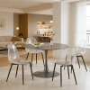 42.1" grey Color Top Tulip Table, Mid-century Dining Table for 4-6 People - Round MDF Table Top (the tabletop consists of two panels)