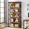 Industrial Bookcase Open Storage Bookshelf with Decorative Metal Frame
