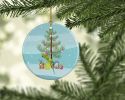 Ring-Necked Parakeet Merry Christmas Ceramic Ornament Christmas Tree Hanging Decorations for Home Christmas Holiday, Party, Gift, 3 in, Multicolor