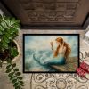 Mermaid on the Dock Doormat Front Door Mat Indoor Outdoor Rugs for Entryway, Non Slip Washable Low Pile, 18H X 27W