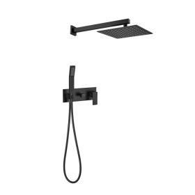 Brass Matte Black Shower Faucet Set Shower System 10 Inch Rainfall Shower Head with Handheld Sprayer Bathroom Luxury Rain Mixer Combo (Option: as picture)